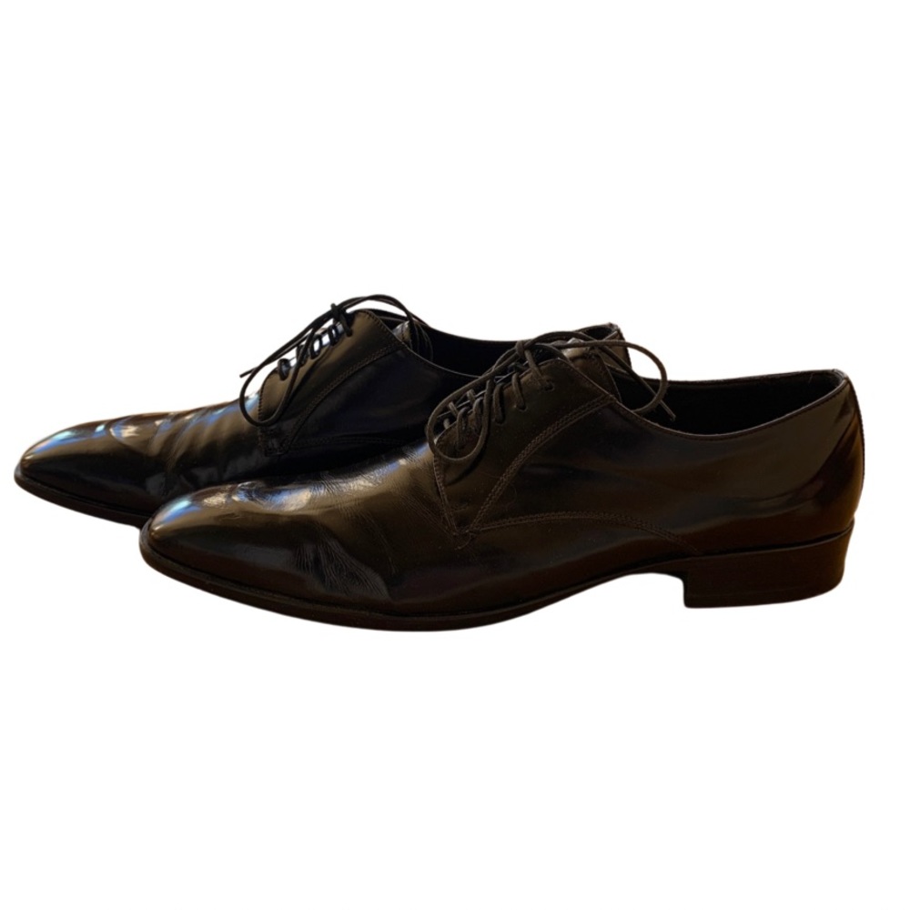 Luca del Forte Black Leather Derby Shoes